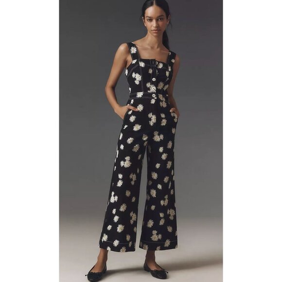 Anthropologie Maeve Portside Button-Front Jumpsuit Size 6 P Collette Floral 90s - Picture 1 of 7